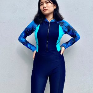 Forest Leaf Blue Swim Suit